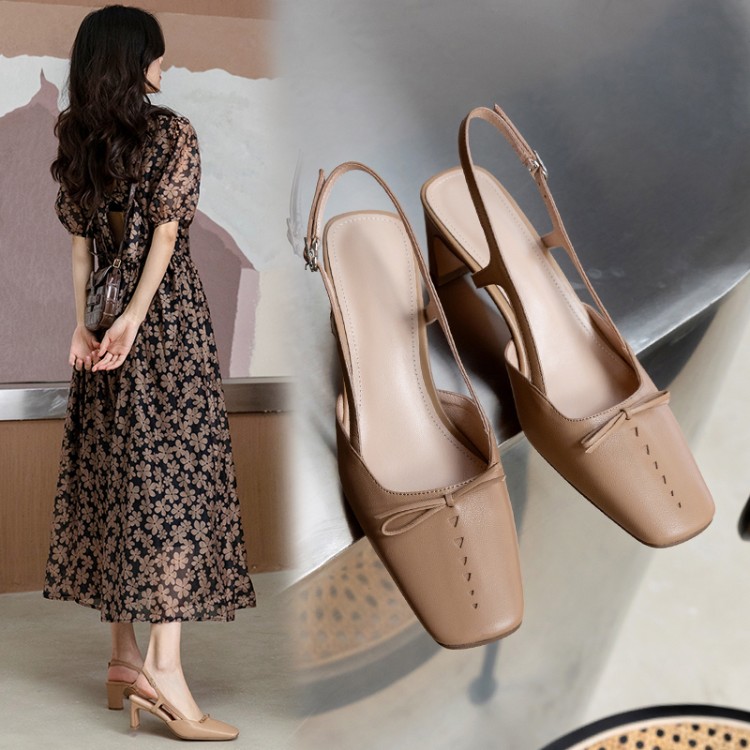 Korean Style Women's Mary Jane Flats - Square Toe Mid Heel Shoes