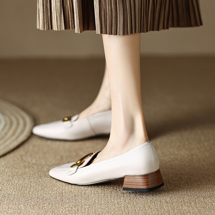 Korean Style Women's Flat Shoes - Brown Leather Slip-On - Image 5
