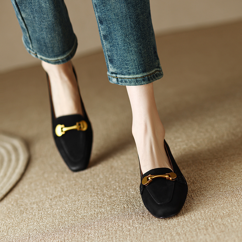 Women's Minimalist Square Toe Loafers with Metal Detail - Image 2
