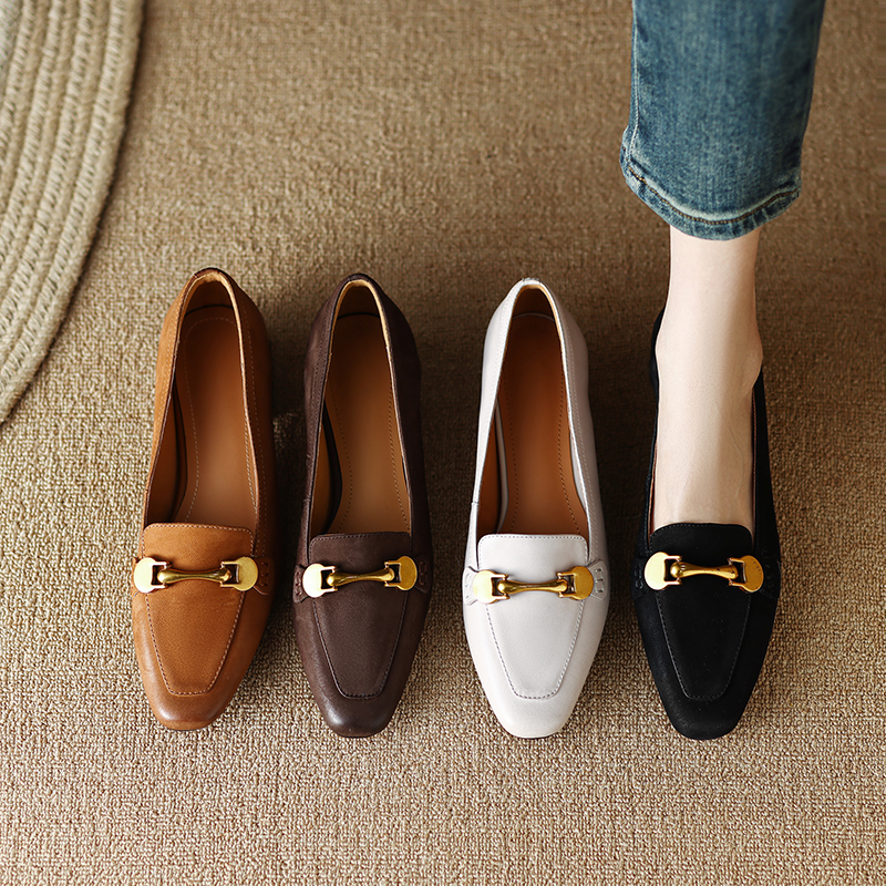 Women's Minimalist Square Toe Loafers with Metal Detail - Image 5