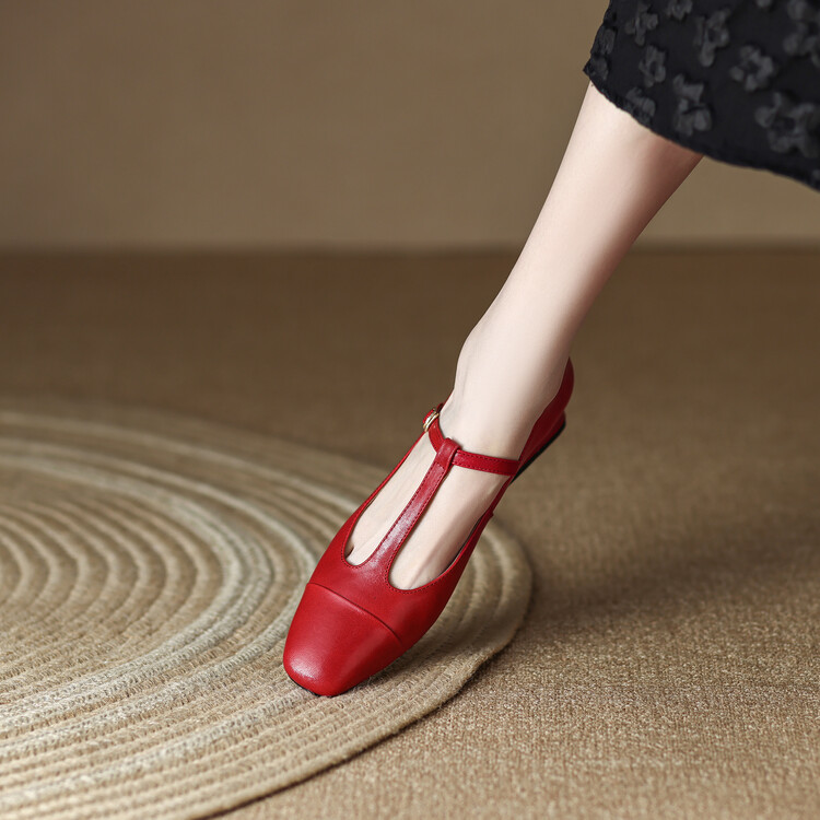 Minimalist Mary Jane Shoes Square Toe Block Heel Wedding