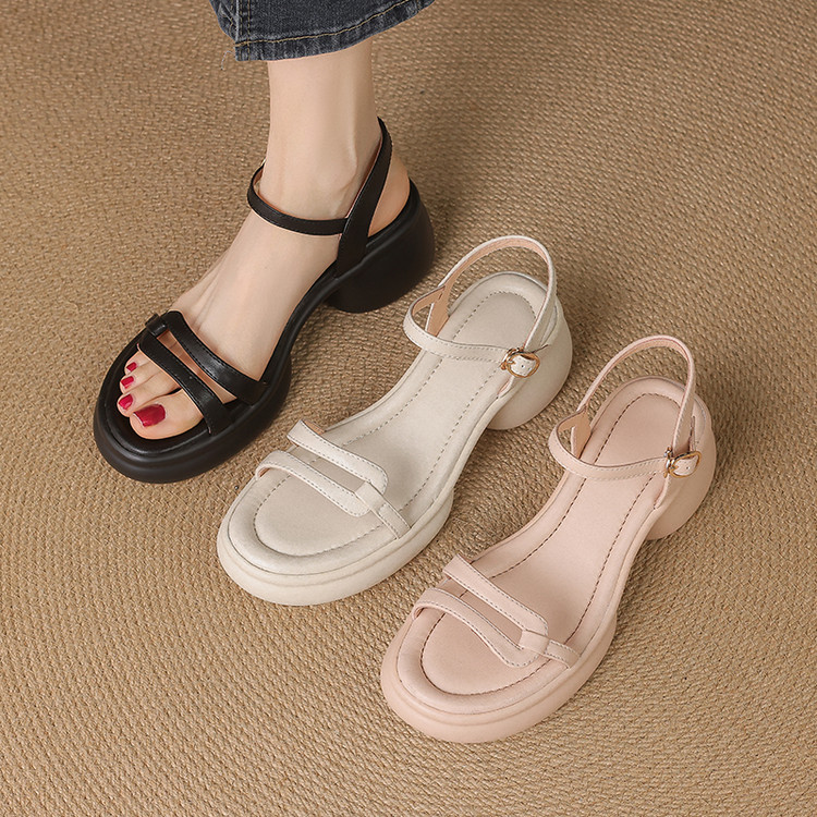 Women's One-Strap High Heel Sandals - Chunky Heel Open Toe